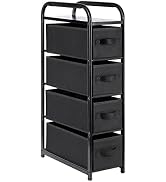 MAX Houser 4 Drawer Narrow Dresser Fabric Storage Tower Vertical Slim Storage Chest Organizer Nig...