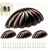 Sutfmwe Shell Cup Handles Vintage Semi Circle Cabinet Knobs 4 Pcs Brushed Brass Copper Handles fo...