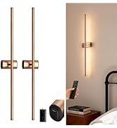 Onewish Battery Operated Wall Sconces Set of Two, Rechargeable Wall Lights with Remote and Touch ...