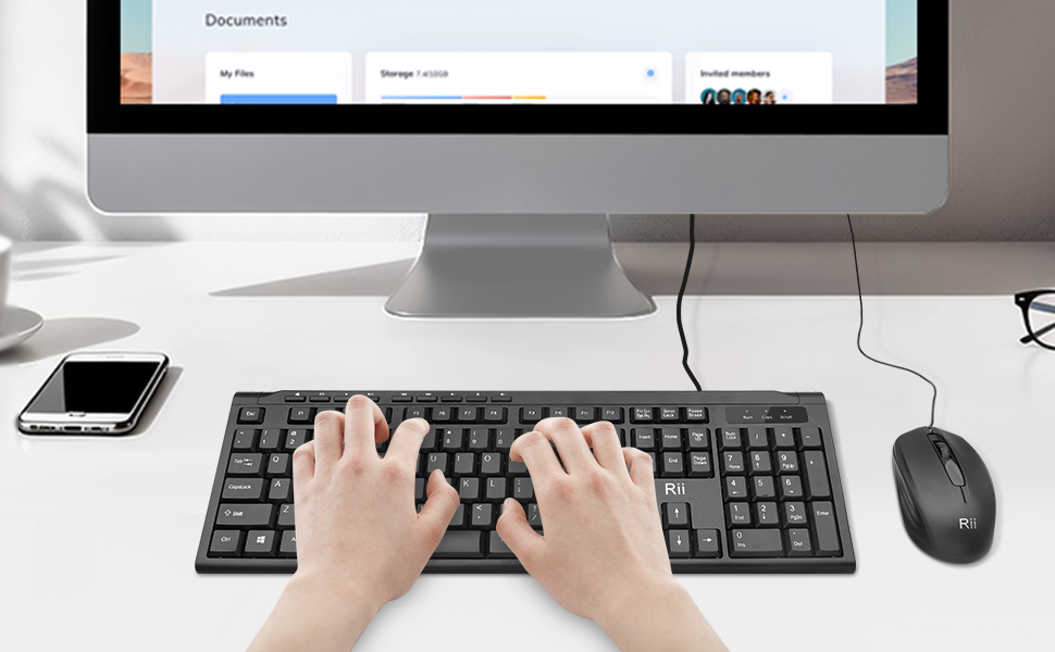 Rii RK907 USB Wired Compact USB Wired Keyboard and Mouse Combo