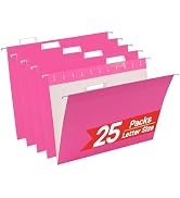VZCPYTPM 25 Pack Hanging File Folders Letter Size,Pink Reliable Hanging Folders for Filing Cabine...