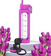 32 oz glass water bottles with straw reusable water bottle with time marker motivational water bottl