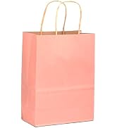 qiqee Large Kraft Paper Bags with Handles 10"x5"x13" 32 pcs Gift Paper Bags Bright Pink Solid Col...