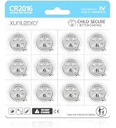 XUNIUZERO CR2016 3V Lithium Batteries 12 Pack for Child Safety, Compatible with Remotes, Key Fobs...