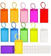 Mziart 12 Pack Luggage Tags for Suitcases, PVC Travel Luggage Tag Cruise Bag Tags for Luggage Ide...