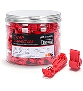 HKS 150PCS T-TAP Wire Connector Quick Splice Disconnect Red 22-18 AWG - Self-Stripping Electrical...