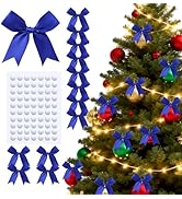 TIMESEEK 60Pcs Navy Blue Gift Wrap Bows, 3.3" Satin Ribbon Bows for Gift Wrapping, Large Size Bow...