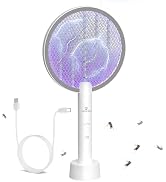Gooqand Bug Zapper Racket, 2 in 1 Electric Fly Zapper USB Rechargeable, 4000V Electric Fly Swatte...