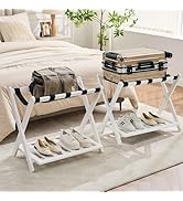 oakvivo Fully Assembled Luggage Racks Pack of 2, Upgraded Bamboo Foldable Suitcase Stand with 5 N...