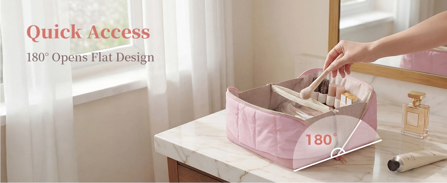 open-flat makeup bag