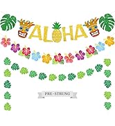 PatiCool Hawaiian Aloha Party Banner Decorations, Pre-Strung Luau Banner Sign, NO-DIY Aloha Banne...