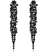 EVER FAITH Wedding Rhinestone Crystal Art Deco Statement Earring, Banquet Prom Long Chandelier Da...