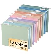 SUNEE Hanging File Folders, 50 Pack Letter Size Hanging File Folders with 1/5-cut Tabs, Stay Orga...