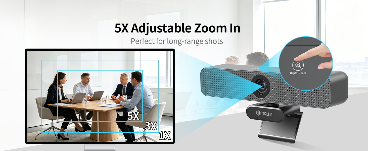 5x Adjustable Zoom Webcam