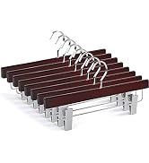 TOPIA HANGER Cherry Wood Pants Hangers, Wooden Skirt Hangers with Clips, Deluxe Jeans Hanger with...