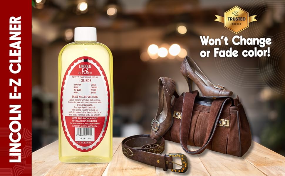 Lincoln E-Z Cleaner All-Purpose Cleaner Leather Suede Fabric Remove Dirt Salt Stains USA