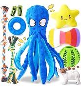 KIPRITII 9 Pack Puppy Toys Set for Small Dogs, Teething & Interactive Play | No-Stuffing Octopus-...
