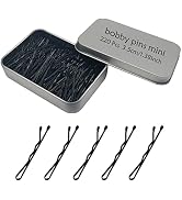 220 Count Mini Wavy 1.38 Inch bobby pins black , YINGFENG Small Hair Bobby Pins with Storage Box ...