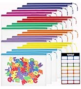 YOPCDJ 24pcs Mesh Zipper Pouch Bags, A5 9.4 x 6.9 Inches Reusable Zipper Bags Puzzle Storage Orga...