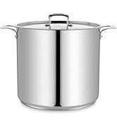 Stainless Steel Stockpot with Lid 24 Quart, Durable 18/8 Stainless Steel, Impact-Bonded Base for ...