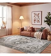 SAFAVIEH Washable Rug Tucson Collection - 8' x 10', Dark Sage & Ivory, Slip Resistant & Easy to C...
