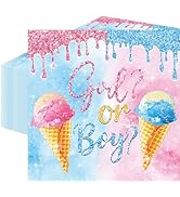 50 Count Girl or Boy Gender Reveal Ice Cream Paper Napkins, Disposable Party Cocktail Napkins for...
