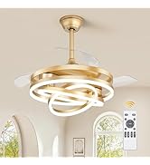 LEDIARY 42 Inch Retractable Ceiling Fan with Lights, Fandelier Ceiling Fan with 6 Speeds,3000K-60...