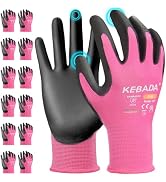Kebada W1 Work Gloves for Women,12 Pairs Touchscreen Working Gloves with Grip, Thin Gardening Glo...