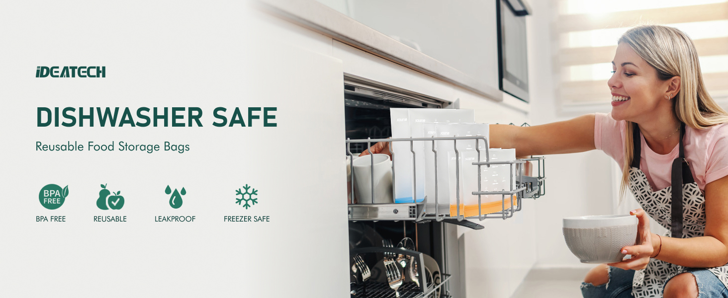 dishwasher safe reusable storage bags