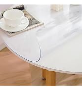 Eisdroma 45 Inch Clear Round Table Cover Protector, Clear Round Table Protector for Dining Room T...