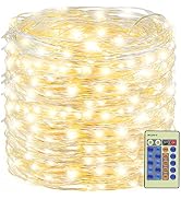 Decute 500LED 164ft Fairy String Lights Christmas Lights Indoor Outdoor Silver Wire with Remote, ...