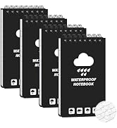 Thboxes 4 Pack Waterproof Pocket Notebook, 5" x 3" Top-Spiral Waterproof All Weather Notepad for ...