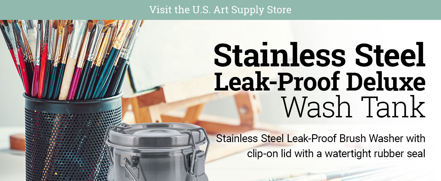 stainless brush washer leak proof paint brush cleaner solvent tank artist brush cleaning pot metal