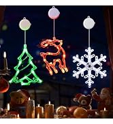 LOLStar Christmas Window Lights Reindeer, Christmas Tree, Snowflake, 3 Pack | Christmas Decoratio...