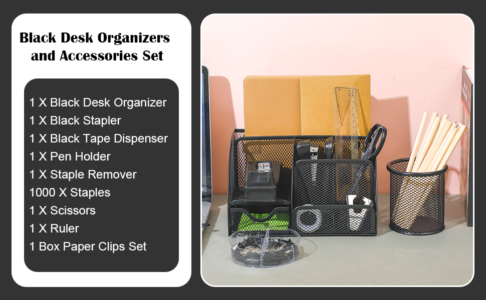 black desk organizers and accessories