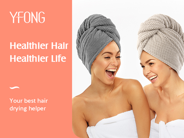Microfiber Hair Towel Wrap Women Absorbent Quick Dry Hair Turban Wet Hair, Curly, Long, Thick