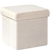 PINPLUS Storage Ottoman Cube Square Shaped Ottomans with Storage Foot Stool Footrest for Lving Ro...