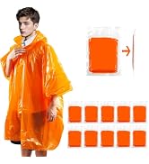 KAshack 10-Pack Disposable Rain Ponchos for Adults with Hood Emergency Rain Poncho for Camping Hi...