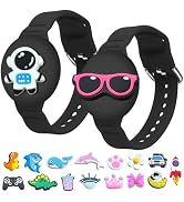 2-Pack Waterproof Airtag Bracelets for Kids – Soft Silicone Hidden GPS Tracker Wristband with Adj...