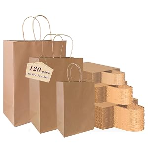 kraft paper bags 120pcs(40pcs Per Size)
