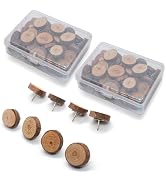 Haowuliao 80 Pcs Wooden Round Push Pins Decorative Thumb Tacks for Bulletin Board