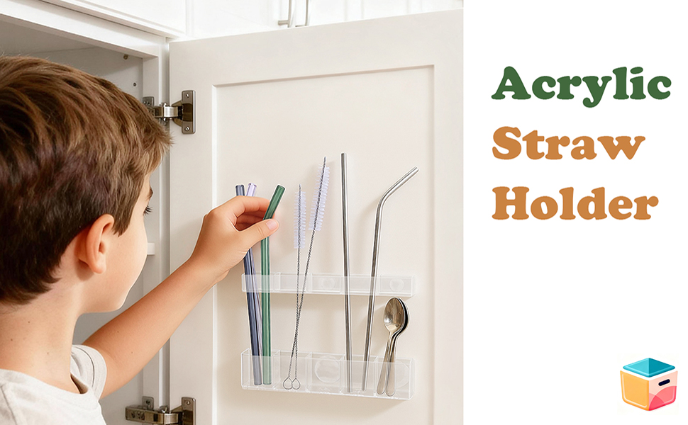 large acrylic straw holder for cabinet door space saving straw organizer storage dispenser