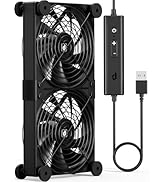 upHere 2X120mm USB Fan Silent Fan with 4 Adjustable Wind speeds for Computer Case/PC / PS4 / TV B...