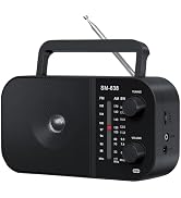 SEMIER AM FM Radio with Bluetooth Speaker, Rechargeable Radio Portable, AC Plug in or Battery Pow...
