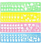 Cityrosy 32 pcs Drawing Stencils,Rainbow Scratch Paper for Stencils, Kids Activity Kit,Suitable f...