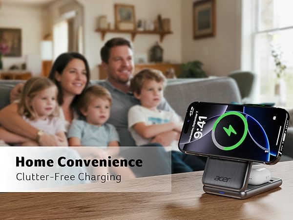 Acer Magnetic Wireless Charger, 3 in 1 Wireless Charging Station,