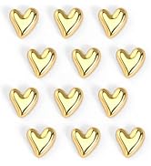 GOOZADA 12Pcs Heart Fridge Magnets, Gold Refrigerator Magnet,0.79in Small Love Heart Cute Magnets...