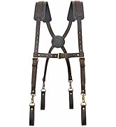 Tourbon Leather Carpenter Tool Belt with Suspenders Padded Rig Electrician's Combo Framing Bag