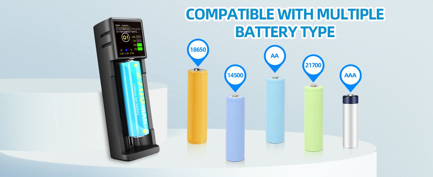 1 port fast battery charger for aa aaa 18650