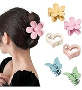 Ufgin 6 Pcs Flower Hair Claw Clips for Women- Matte Butterfly Hair Jaw Clips Nonslip Heart Hair C...